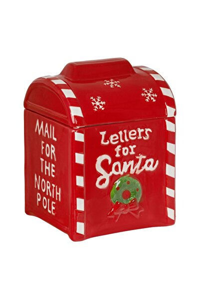 OEM Ceramic Christmas Cookie Container Santa Claus Mailbox 15x15x21cm