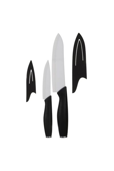 OEM Set of 2 White Ceramic Blade Knives & Case