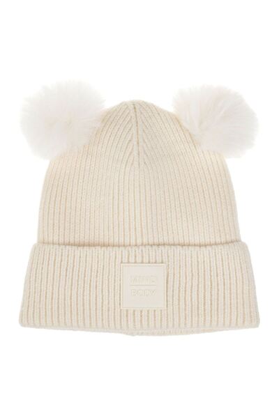 OEM Εκρού Καπέλο με Πομ Πομ, Σχέδιο  "Μυαλό-Σώμα " για Παιδιά