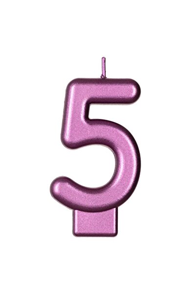 OEM Fuchsia Metallic Birthday Candle No.5