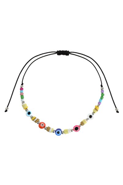OEM Black Lace Anklet with Colorful Eye Beads for Women