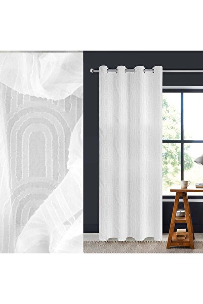 OEM Perdea Decorativa Alba cu Model Reliefat Curcubeu & Inele 140x260cm