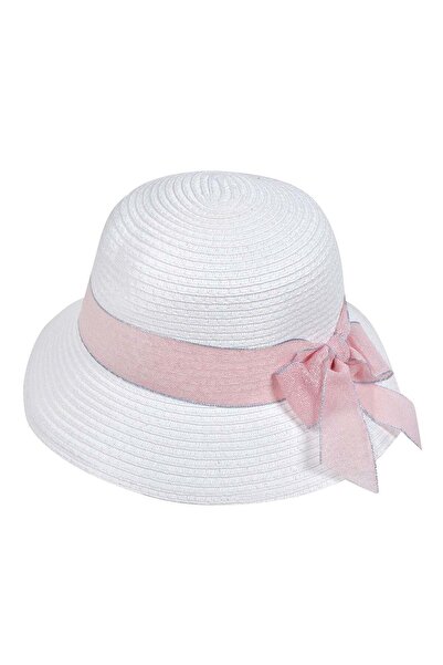 OEM White Bucket Hat with Pink Ribbon & Bow for Babies