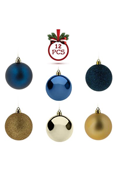 OEM Σετ Χριστουγεννιάτικων Μπαλών με Μπλε Χρυσό Γκλίτερ Ø5 εκατοστά - 12 τεμάχια