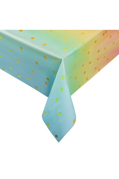 OEM Ombre Plastic Tablecloth with Gold Foil Polka Dots 180x120cm