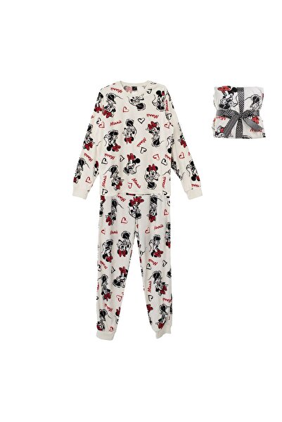 OEM Set Pijama Family Catifelate Ecru cu Model Minnie Small-Medium