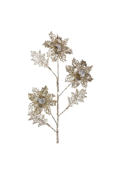 OEM Ramura Decorativa de Craciun cu Craciunita Glitter Sampaniu & Stras Argin...