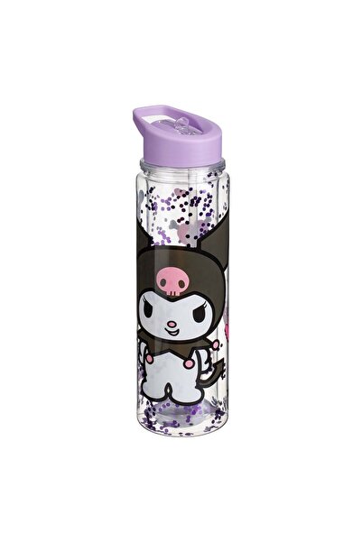OEM Transparent Flip Top Water Bottle with Double Wall Lid Lila Kuromi Glitte...