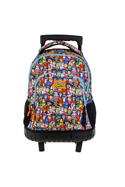 OEM Black Trolley Backpack with Colorful Stumble Guys Pattern