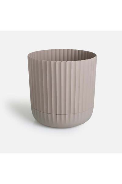 OEM Plastic Flower Pot with Integrated Saucer Beige Ø20x19.5 centimeters - 4.6L