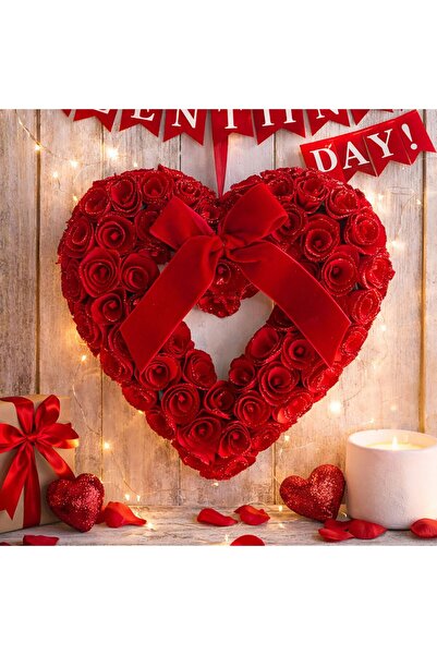 OEM Hanging Heart with Red Roses & Glitter 30 centimeters