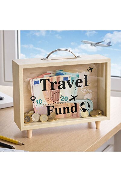 OEM Κομψός Κουμπαράς-Βαλίτσα με Χάρτη Ταξιδιών 21x7x22εκ.