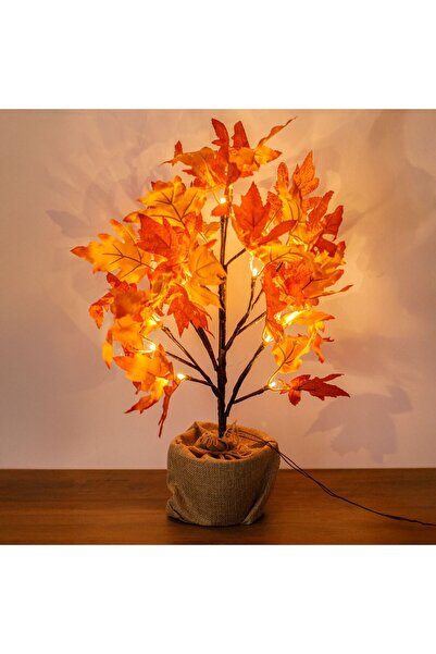 OEM Διακοσμητική Φθινοπωρινή Γλάστρα με Φύλλα και LED 45 εκατοστά
