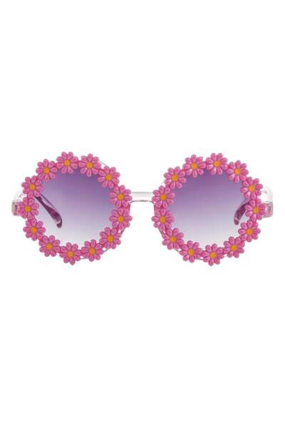 OEM Kids' Pink Flower Frame & Black Lens Sunglasses