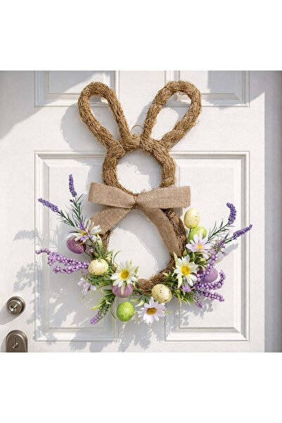 OEM Easter Bunny Grass Door Wreath with Eggs & Flowers 60 centimeters