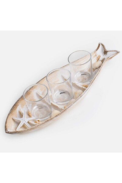 OEM Suport Lumanare Tip Pastila Pestisor cu 3 Pahare 35x12x4cm