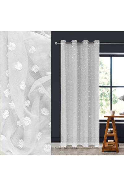 OEM Decorative White Curtain with Fringe and Rings 140x260cm