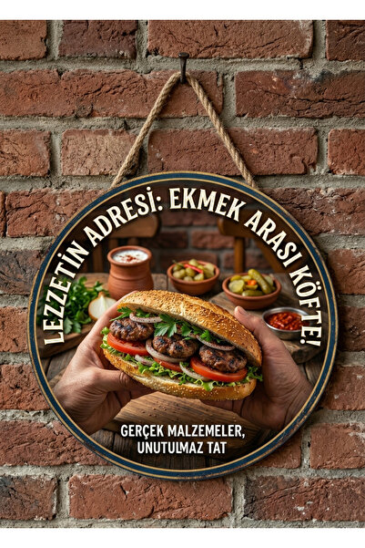 Mayeka Ekmek Arası Köfte Temalı Büfeler Cafeler Köfteciler İçin Ahşap Duvar K...