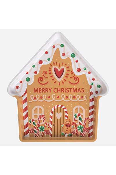 OEM Beige Metallic Christmas Decorative Plate Casa Candy 24x26cm