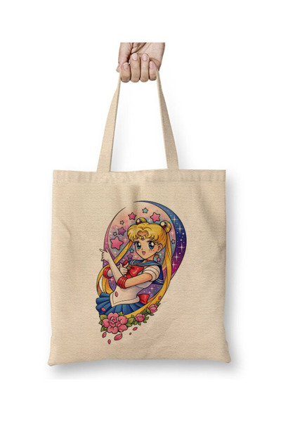 Toyaso Usagi Tsukino Sailor Moon White Tote Bag Long Handle Shopping Bag Beac...