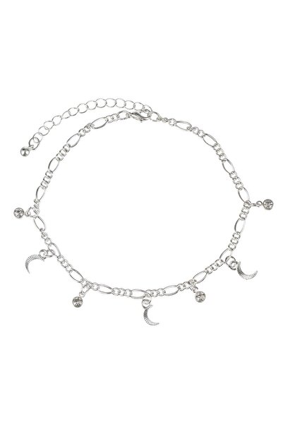 OEM Silver Color Chain Anklet with Rhinestone Moon for Women