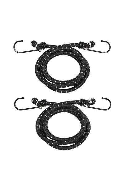 OEM Black Elastic Cords with Hooks for Luggage 120x0.8 centimeters - 2pcs