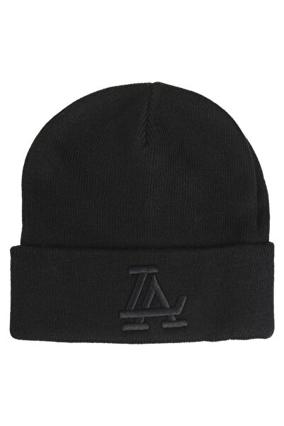 OEM Caciula Neagra Tricotata cu Doua Straturi & Imprimeu ”LA” pentru Barbati