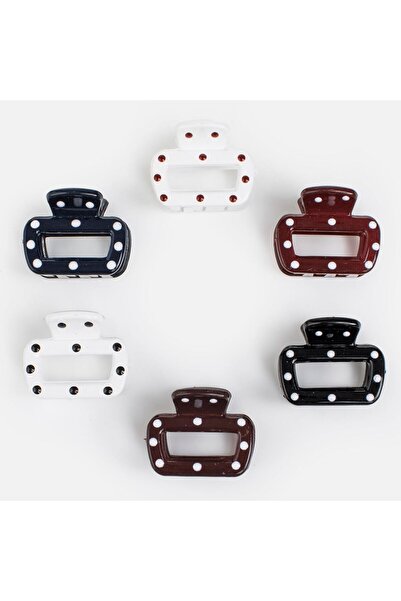 OEM Λαμπερά Ορθογώνια Κλάμερ Μαλλιών με Πουά για Γυναίκες 3 εκατοστά - 6 τεμάχια