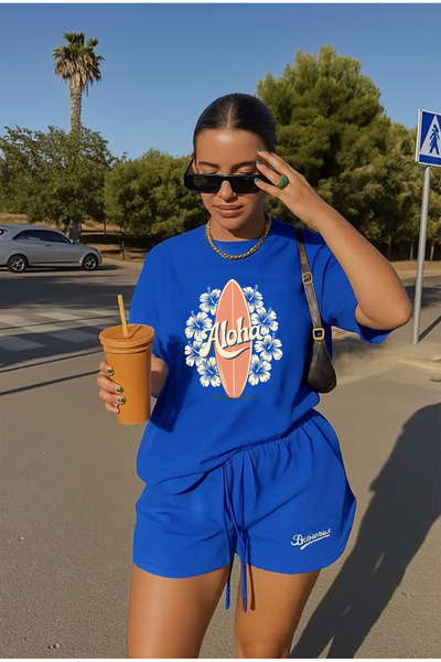 SUNFREE Aloha Printed Oversize Crew Neck Short Sleeve Basic Unisex Tshirt