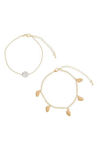 OEM Bratari de Picior de Culoare Aurie cu Margele Scoici pentru Femei - 2buc