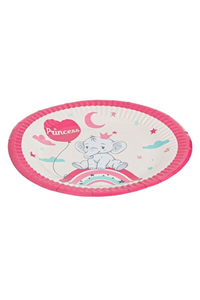 OEM Beige Pink Elephant Rainbow Princess Cardboard Party Plates Ø23 centimete...
