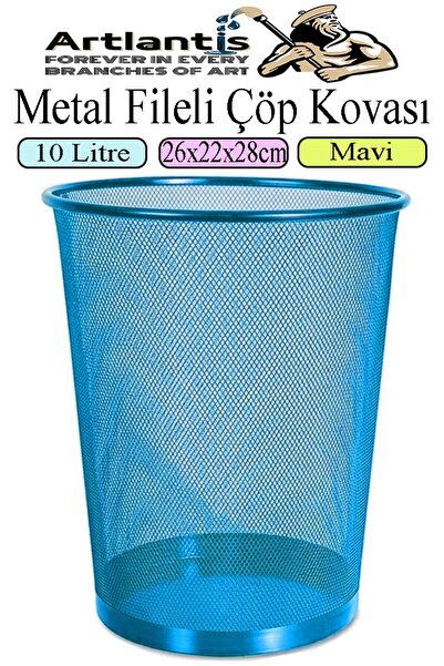 Artlantis Colorful Trash Can with Stainless Steel Mesh 1 Piece Office Desk Sc...