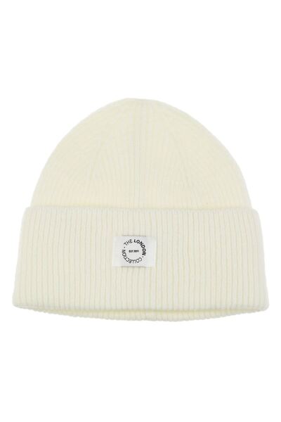 OEM Πλεκτό σκουφάκι εκρού με εκρού βινιέτα για γυναίκες