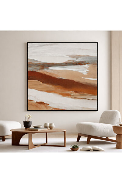 lawhat لوحة تجريدية مستوحاة من هدوء الطبيعة وتدرجات الرمال الدافئة، تجمع بين ...