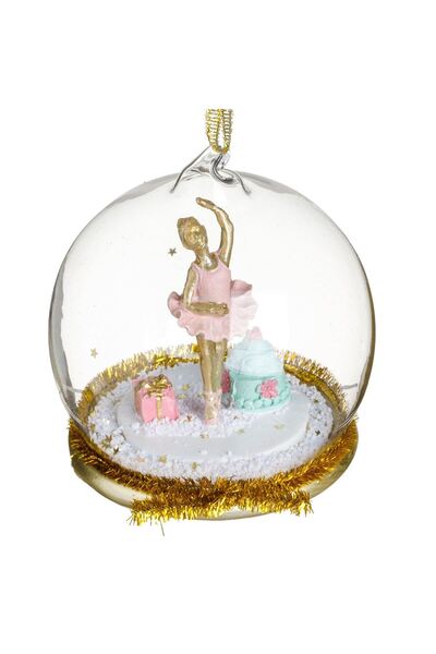 OEM Ornament de Craciun Glob din Sticla cu Figurina de Balerina Ø9 centimetri