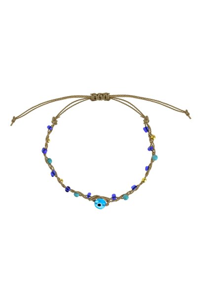 OEM Beige Lace Anklet with Turquoise & Blue Stones for Women