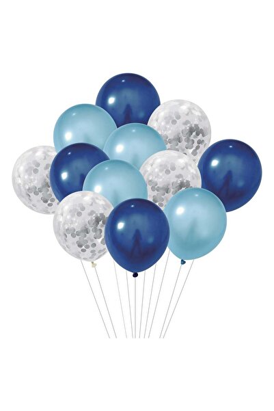 OEM Transparent Metallic Blue Party Balloons with Confetti 30cm - 12pcs