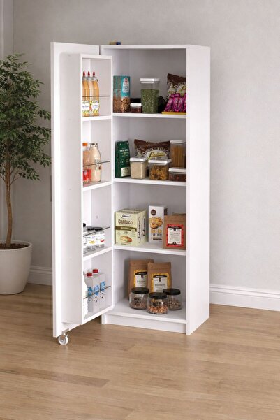 MODENZA %100 MDF Erzak Dolabı - Kiler Dolabı - Çok Amaçlı Dolap - Beyaz
