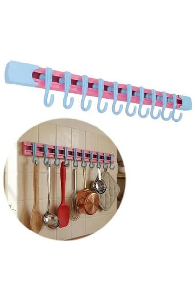 Nirnisa Hareketli Kanca Dolap İçi Askılık 10 Kancalı 30 cm Askı Mutfak Banyo ...