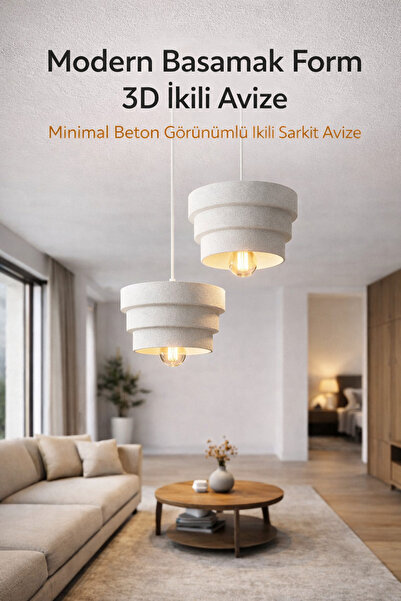 Sellor Modern Basamak Form İkili Avize 24x24 cm 3D PLA Çevre Dostu Aydınlatma