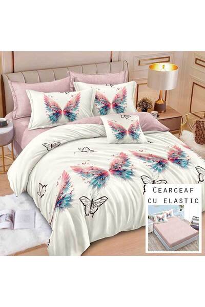 Patul Bed Linen 6 Pieces, Fine Cotton, Sulphur, Double Bed, 2 Persons, Fitted...