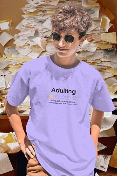 Ninkasiwear Adulting 1 Star Review Written Unisex Oversize 24/1 Cotton T-Shir...