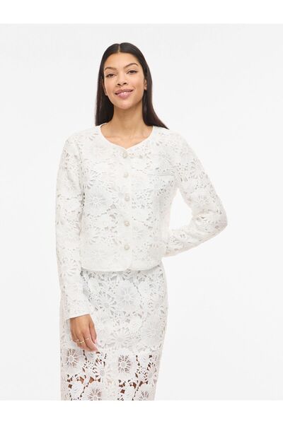 VILA Strickjacke VIPETAL Rundhals