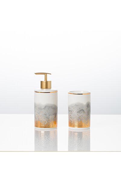 Malooki Grey 2-piece bathroom accessory set - liquid soap dispenser and glass...