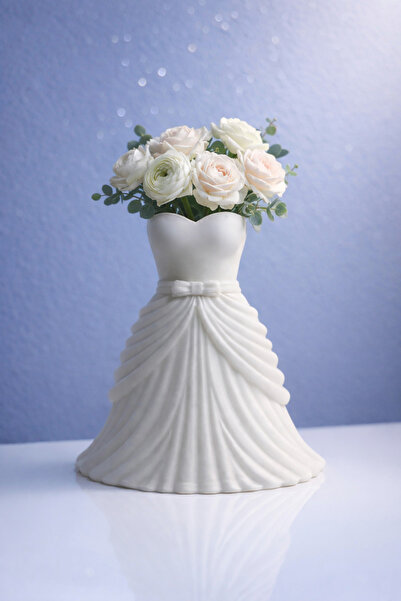 CESTOPİENO مزهرية فستان الزفاف للديكور من البلاستيك الحيوي مقاس 17x18 سم