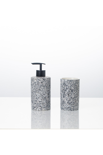 Malooki Granite 2-piece porcelain bathroom accessory set - liquid soap dispen...
