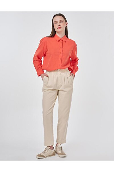 Kayra Carrot Cut Lyocell Trousers Ecru