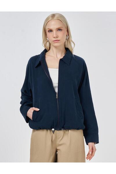 Kayra 100% Lyocell Polo Collar Jacket Nude