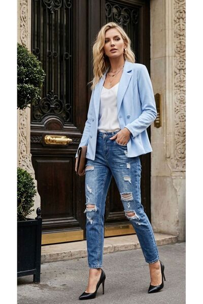 LinichandCo Baby Blue Unlined Seasonal Blazer Jacket