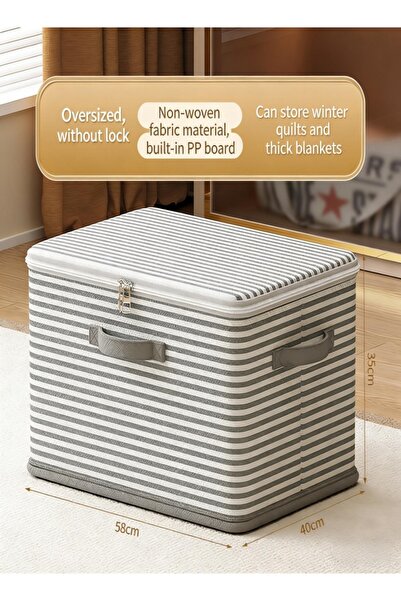 Generic Striped large-capacity storage box is foldable and available in vario...